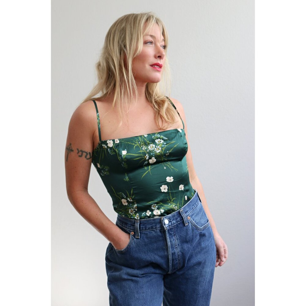Reformation Green Floral Camisole
